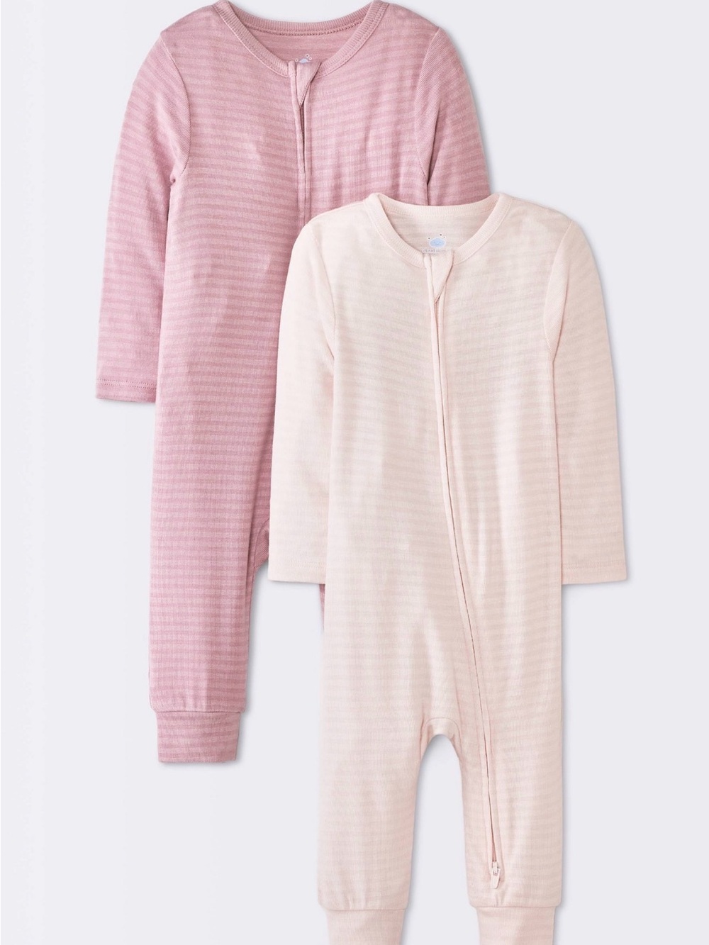 Cloud island Two-Pack Long Sleeve One-Piece Footies - Pink & Light Pink